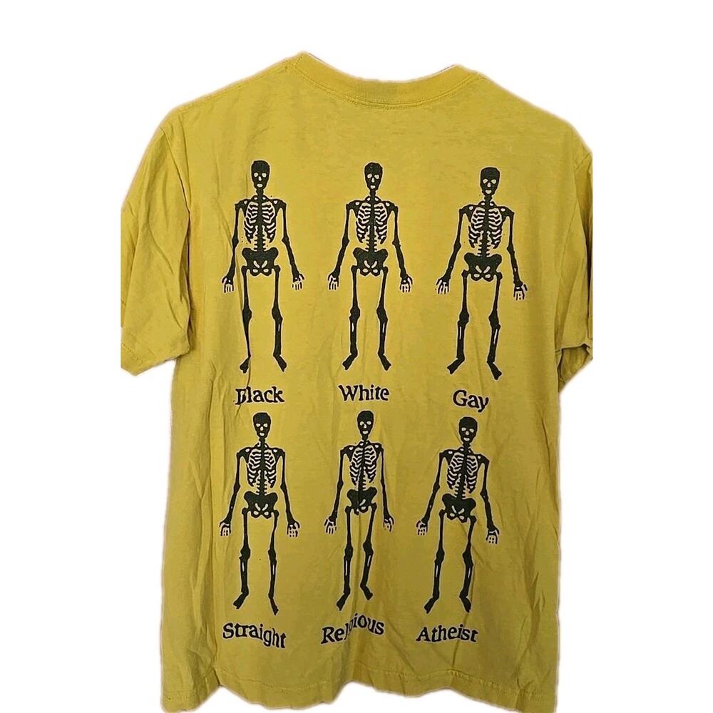 Pleasures Bones Men's Shirt Size M Short Sleeve Yellow